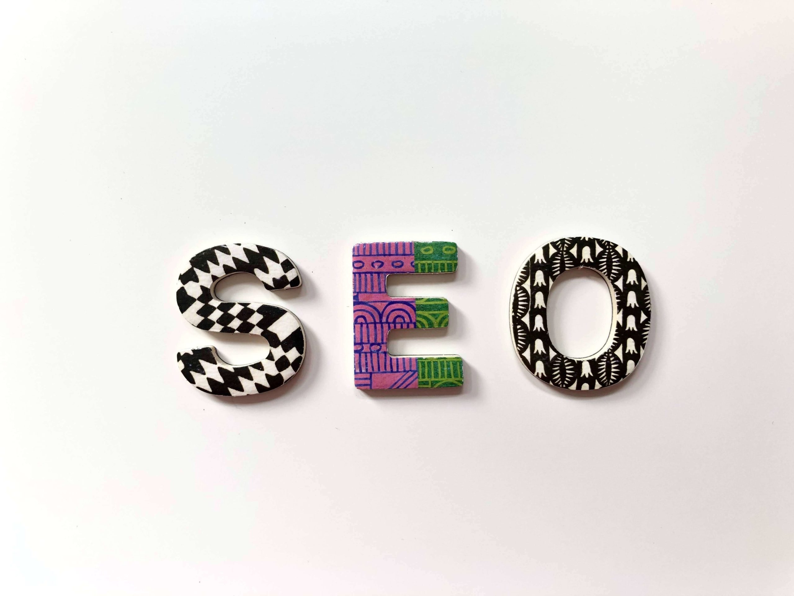 SEO displayed in colorful letters