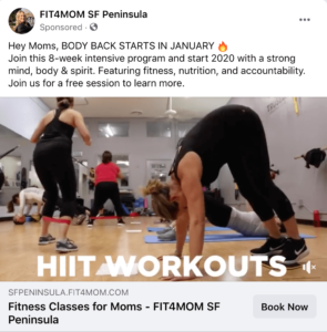 Facebook Ad for Fit4Mom