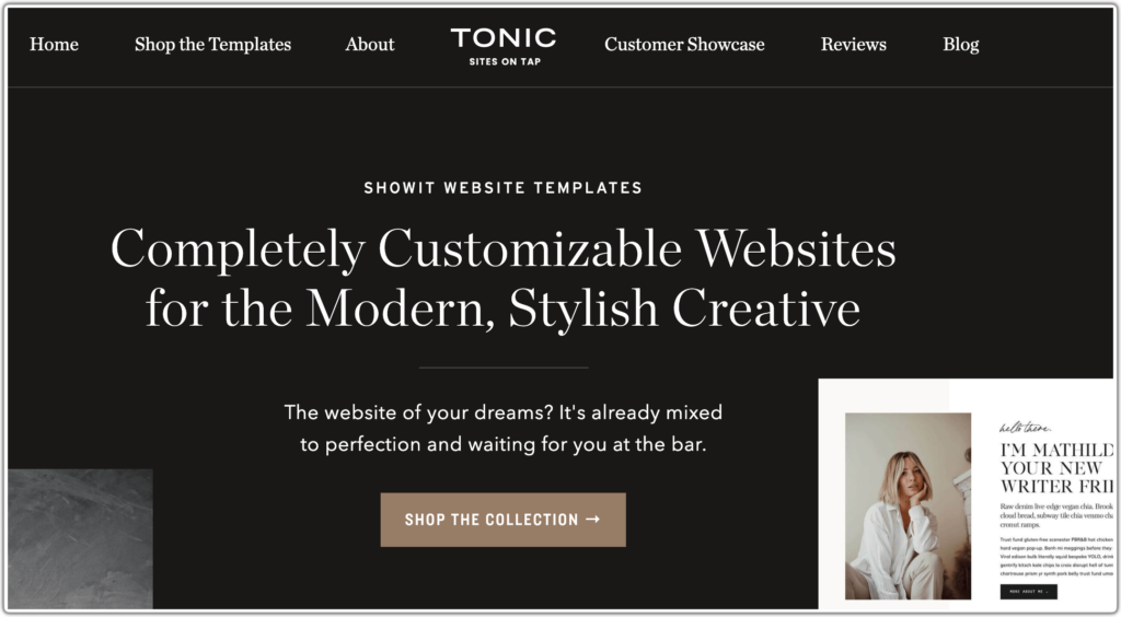 Product website hero section example by Tonic